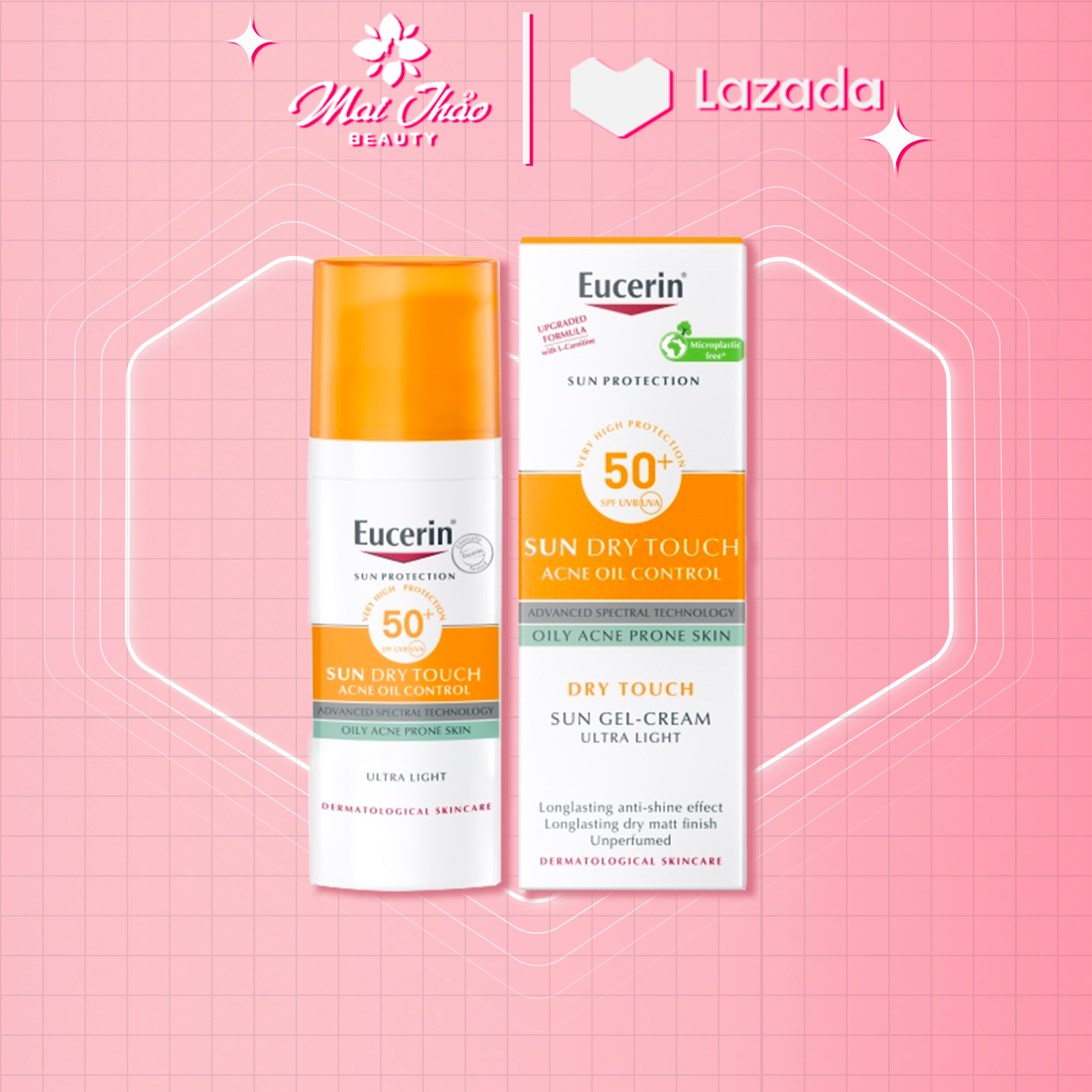 Eucerin kem chống nắng kiểm soát nhờn sun oil control dry touch spf50+ 50ml
