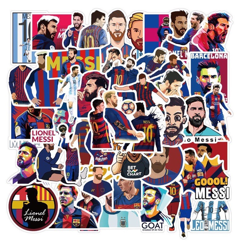 Combo 30-60 sticker lionel messi decal dán/ hình dán messi