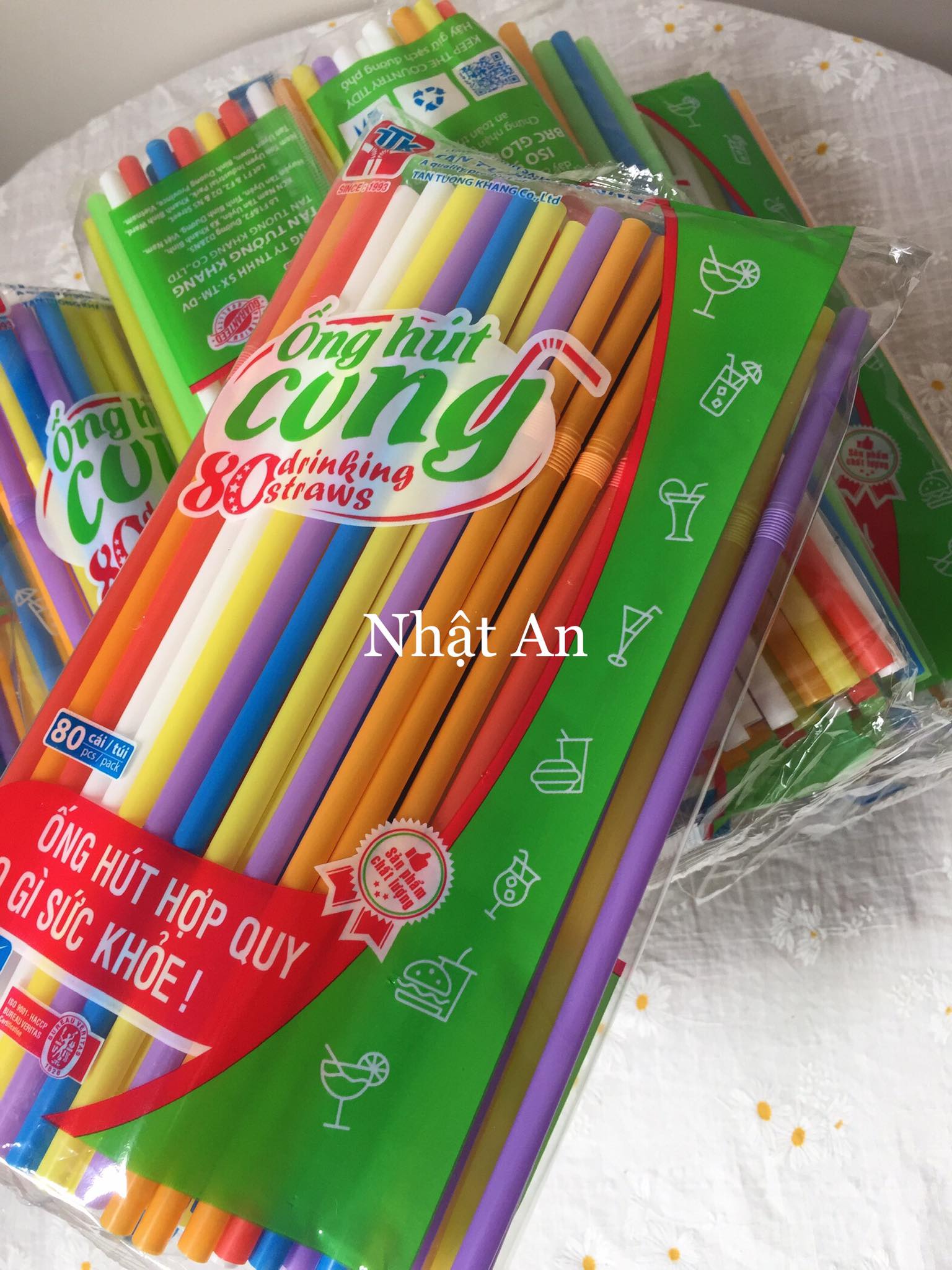 80 ống hút cong phi 6 dài 21 cm đủ màu sắc