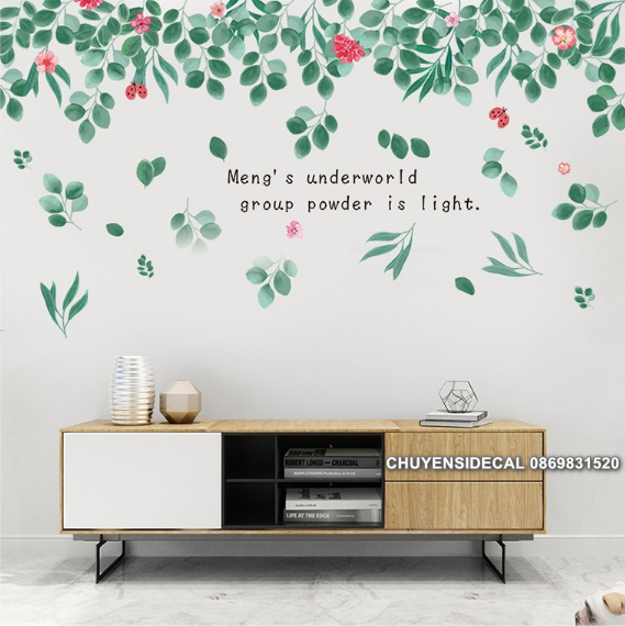 Combo Decal dán tường - Lá trần phối Nhiều chậu 02 ( 2 tấm )
