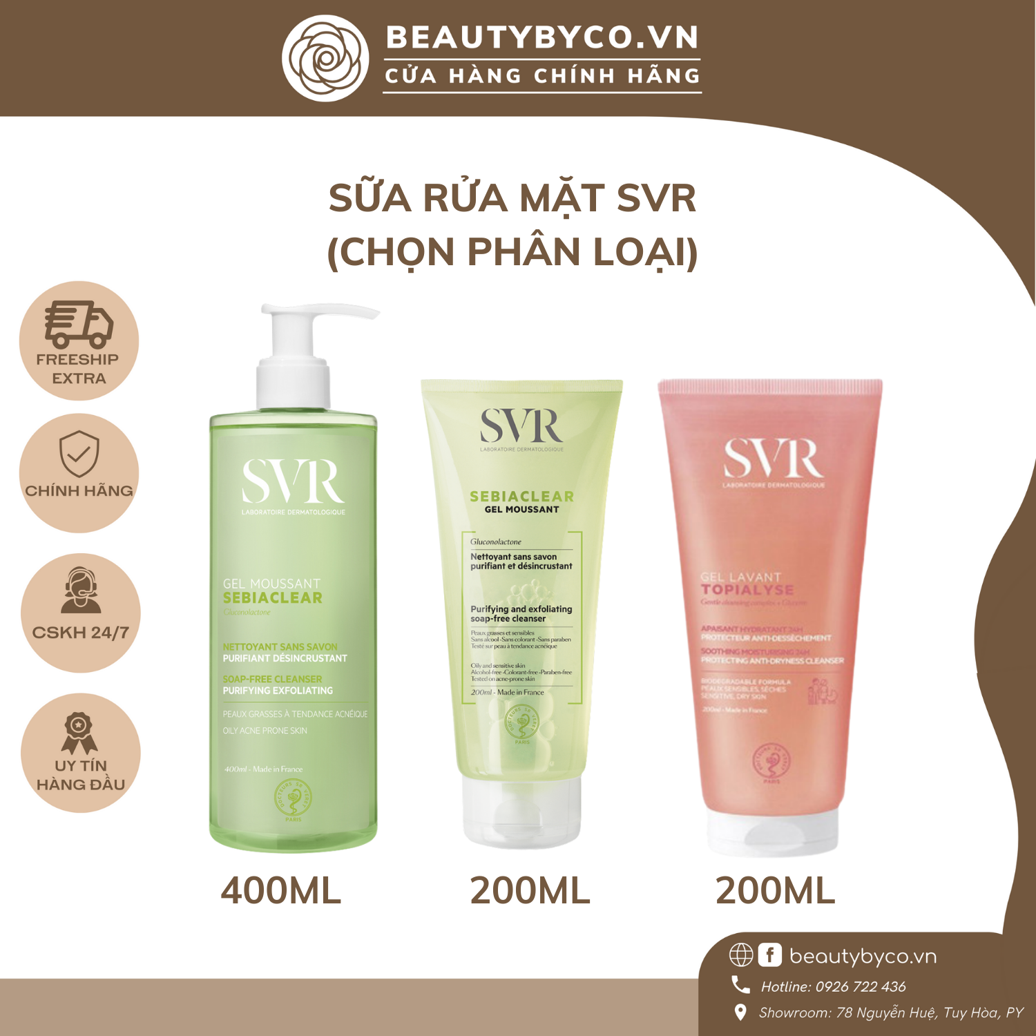 Sữa Rửa Mặt SVR Gel Moussant Cho Da Dầu Mụn & Da Nhạy Cảm 200ml 400ml - Beautybyco