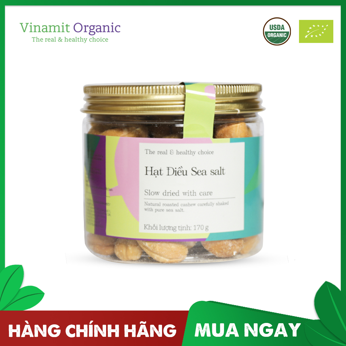 Hạt điều Sea Salt VINAMIT lon 170g