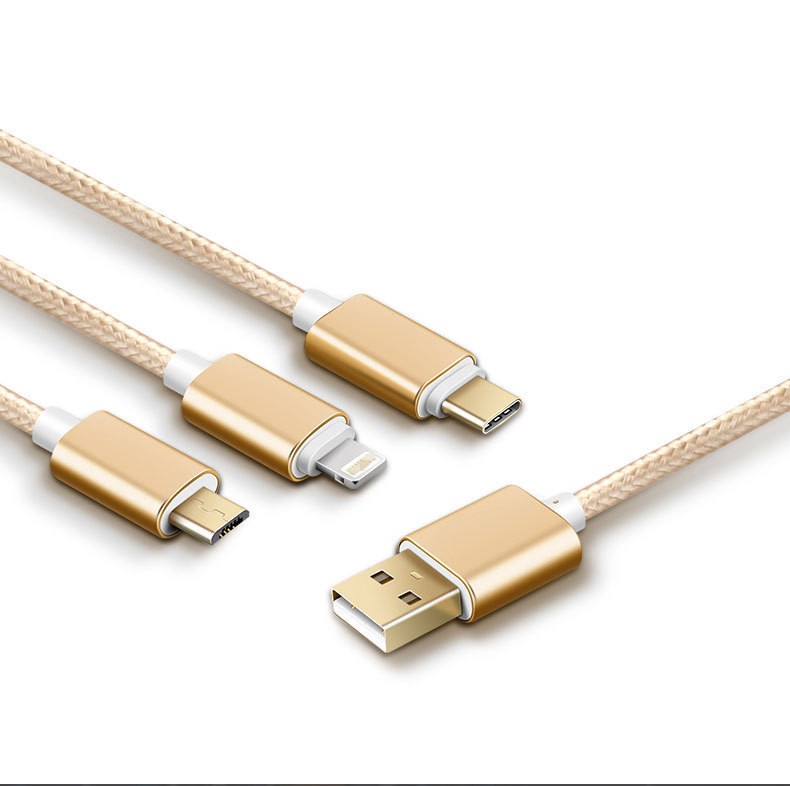 Dây sạc 3 trong 1 đa năng (microUSB - Lightning và Type-C) dây dù