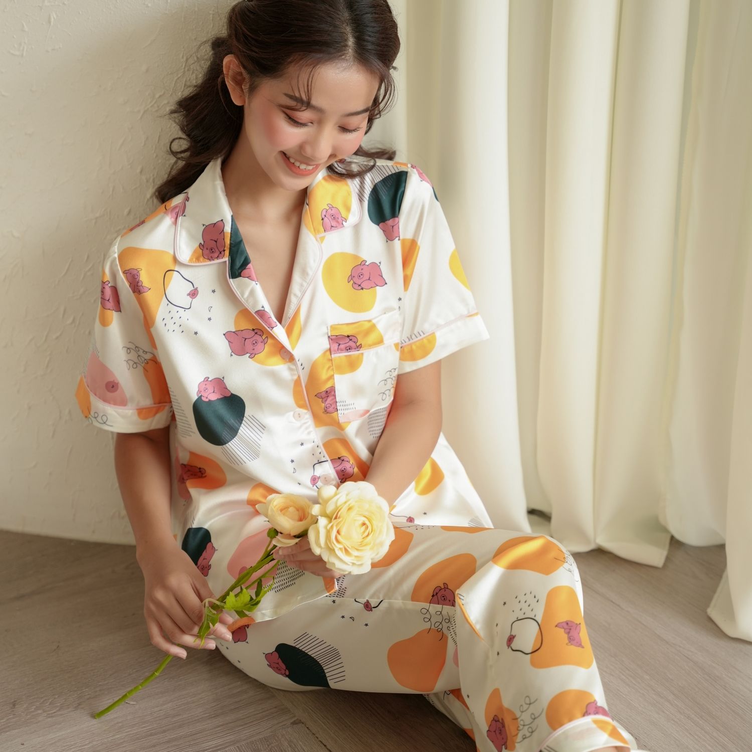 VIBES Đồ bộ Pijama dài Lụa Latin Jardin Long Py Set