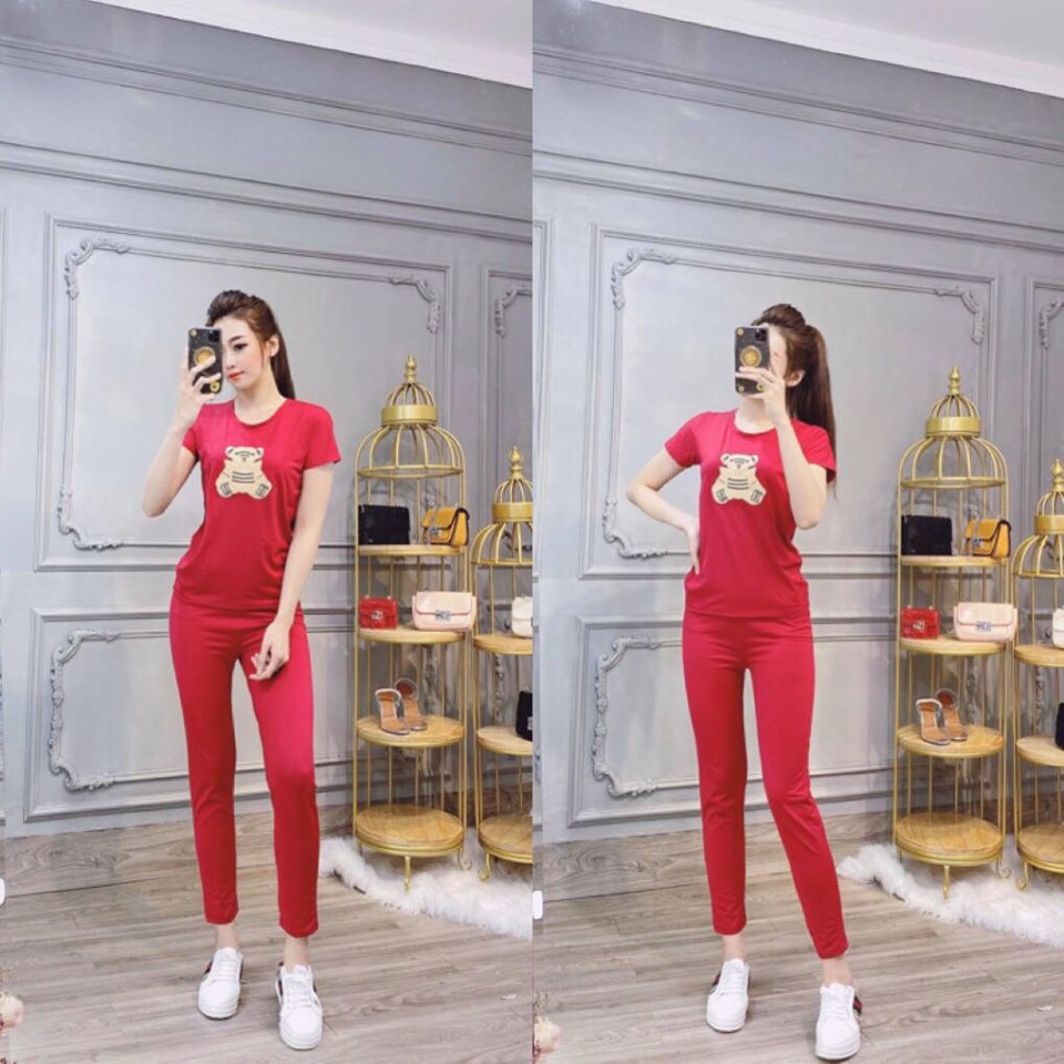 [HCM]SET BỘ THỜI TRANG DÀI PHỐI SỌC THIÊU GẤU DỄ THƯƠNG