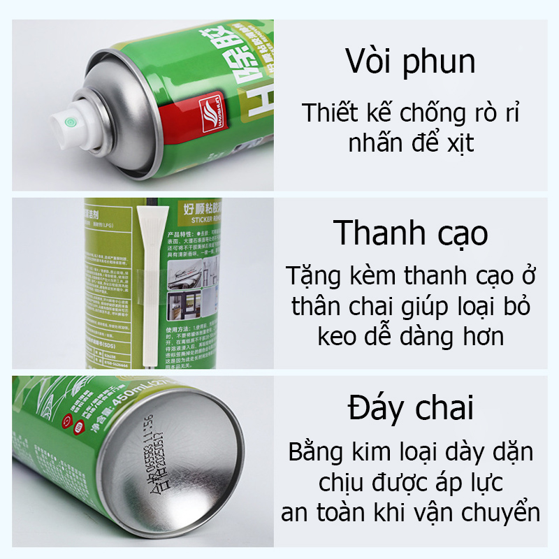 Chai Xịt Tẩy Băng Dính Nhanh Sạch Hiệu Quả HaoShun H-1003 Dung Tích 450ml
