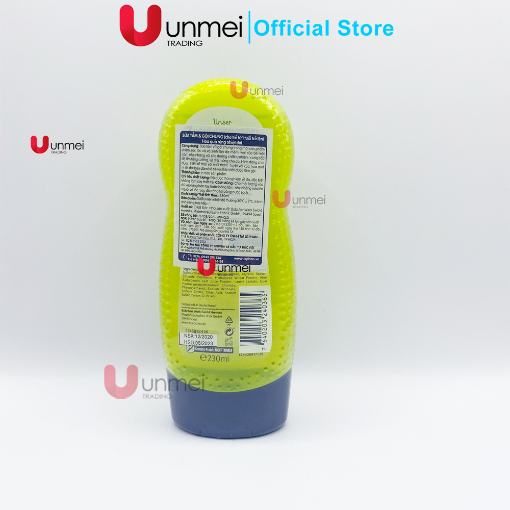 (Quà Tặng Đơn Hàng 799K) Sữa Tắm Gội Cho Bé Bubchen 230ml hàng Đức