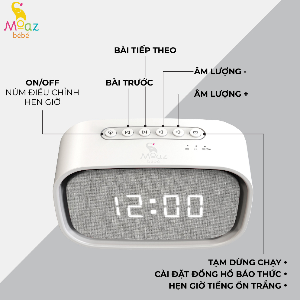 Máy tạo tiếng ồn trắng moaz bébé - mb057 - ru trọn giấc ngủ con yêu!
