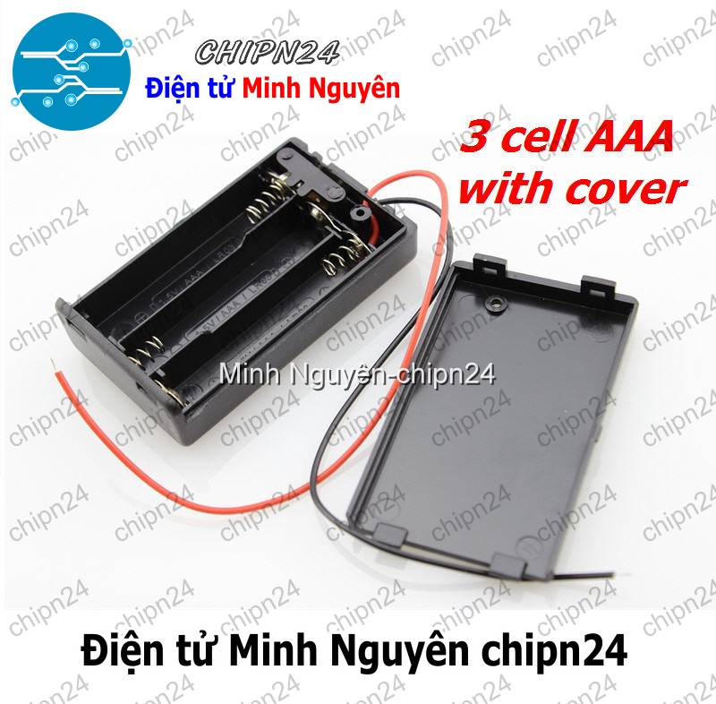 [1 cái] (C22) Hộp Đế pin 3 viên AAA (có nắp, có công tắc) - HH002030