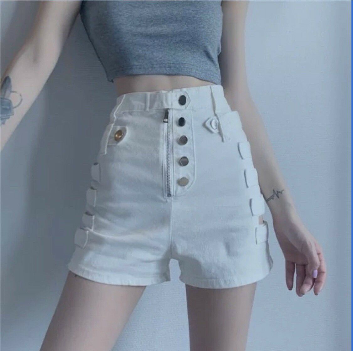 (UN) QUẦN KAKI LƯNG CAO PHỐI KIỂU NÚT SIÊU LẠ, 3 SIZE