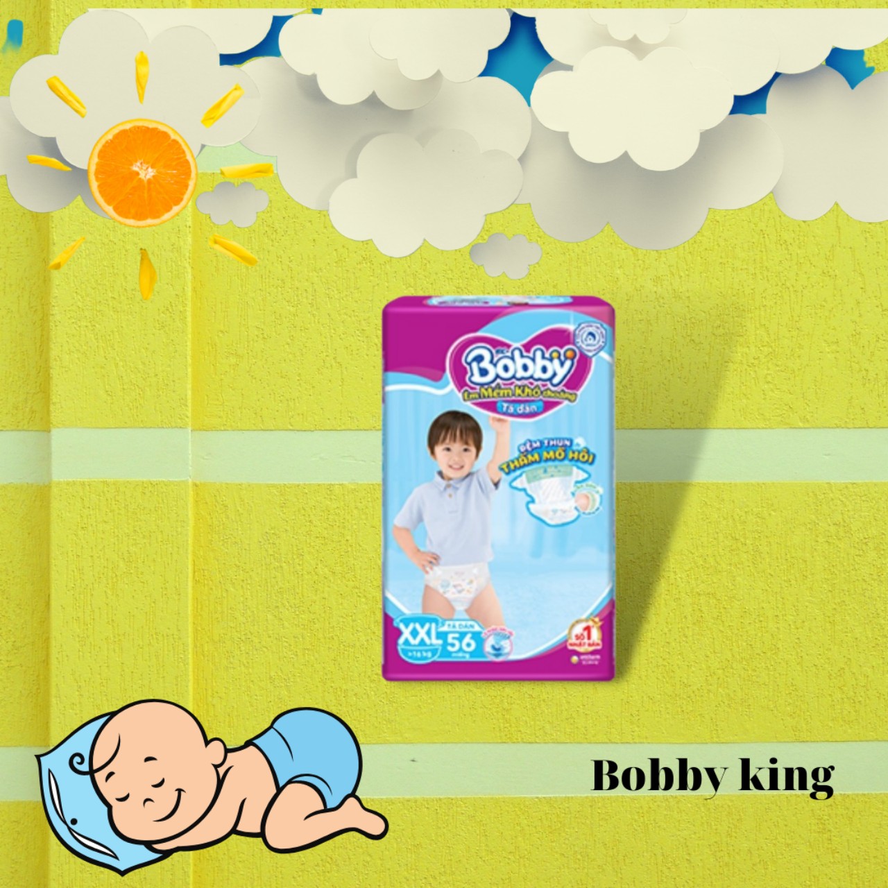 Tã /Bỉm Bobby Dán Super Jumbo XXL56 miếng mới