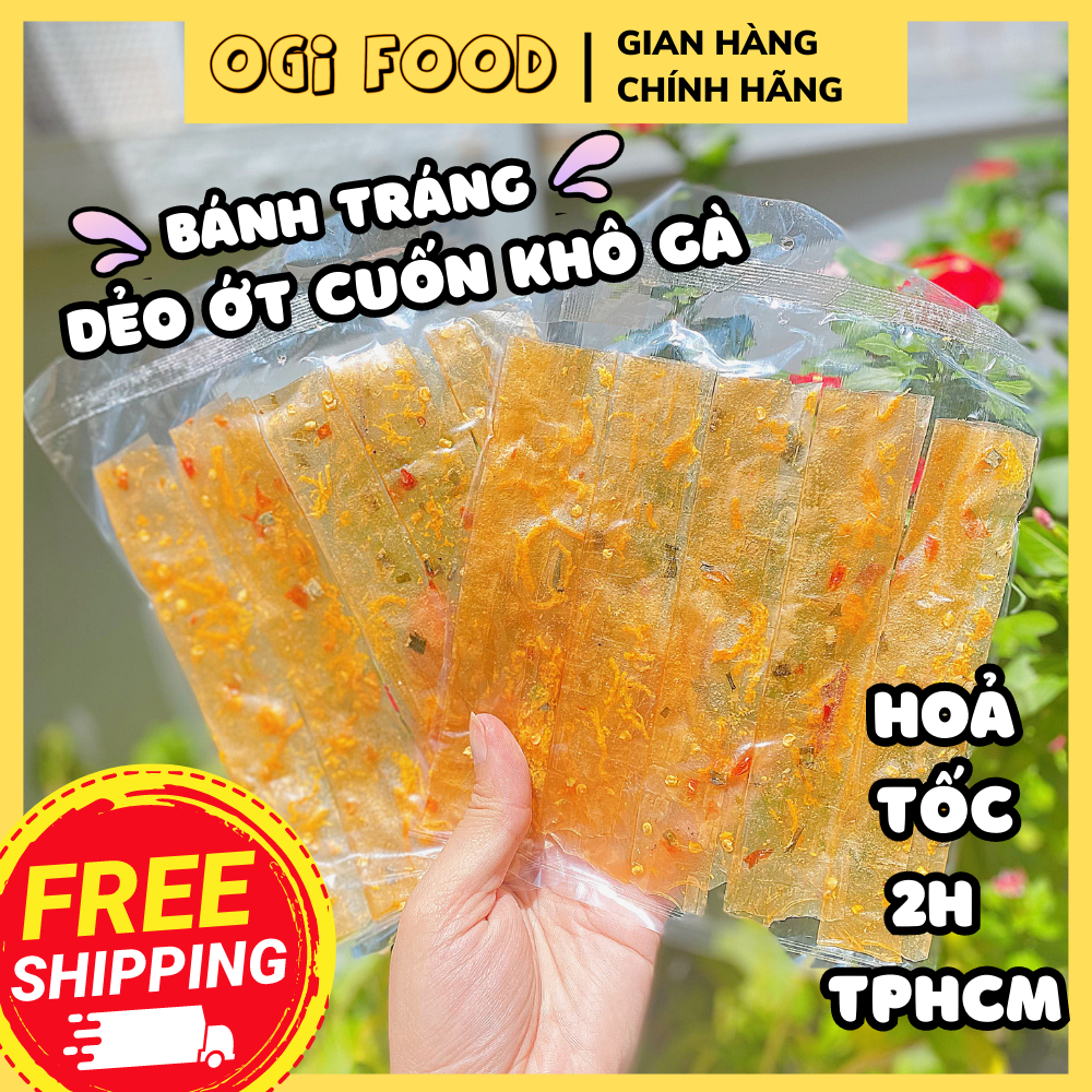 Combo 10 Bịch Bánh Tráng Dẻo Ớt Cuốn Khô Gà - Kho Bánh Tráng Tây Ninh OGI FOOD