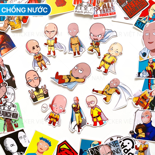 Sticker One Punch Man Bộ Hình Dán Trang Trí Chủ Đề Thánh Phồng Tôm Siêu Anh Hùng Saitama 2021 Chất Lượng Cao Chống Nước