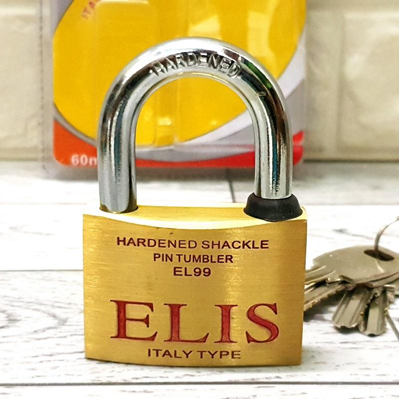 Ổ Khóa Đồng Thau ELIS 5cm Logo đỏ ( made in Italy )