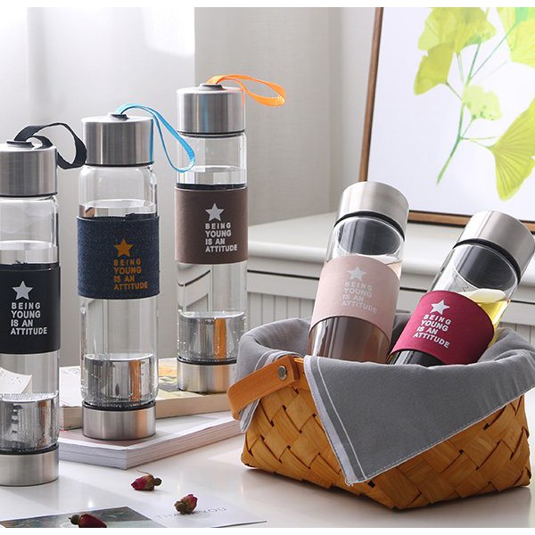 Bình thủy tinh Pha Trà, Lọc Trà, đựng nước bền Đẹp 450ml