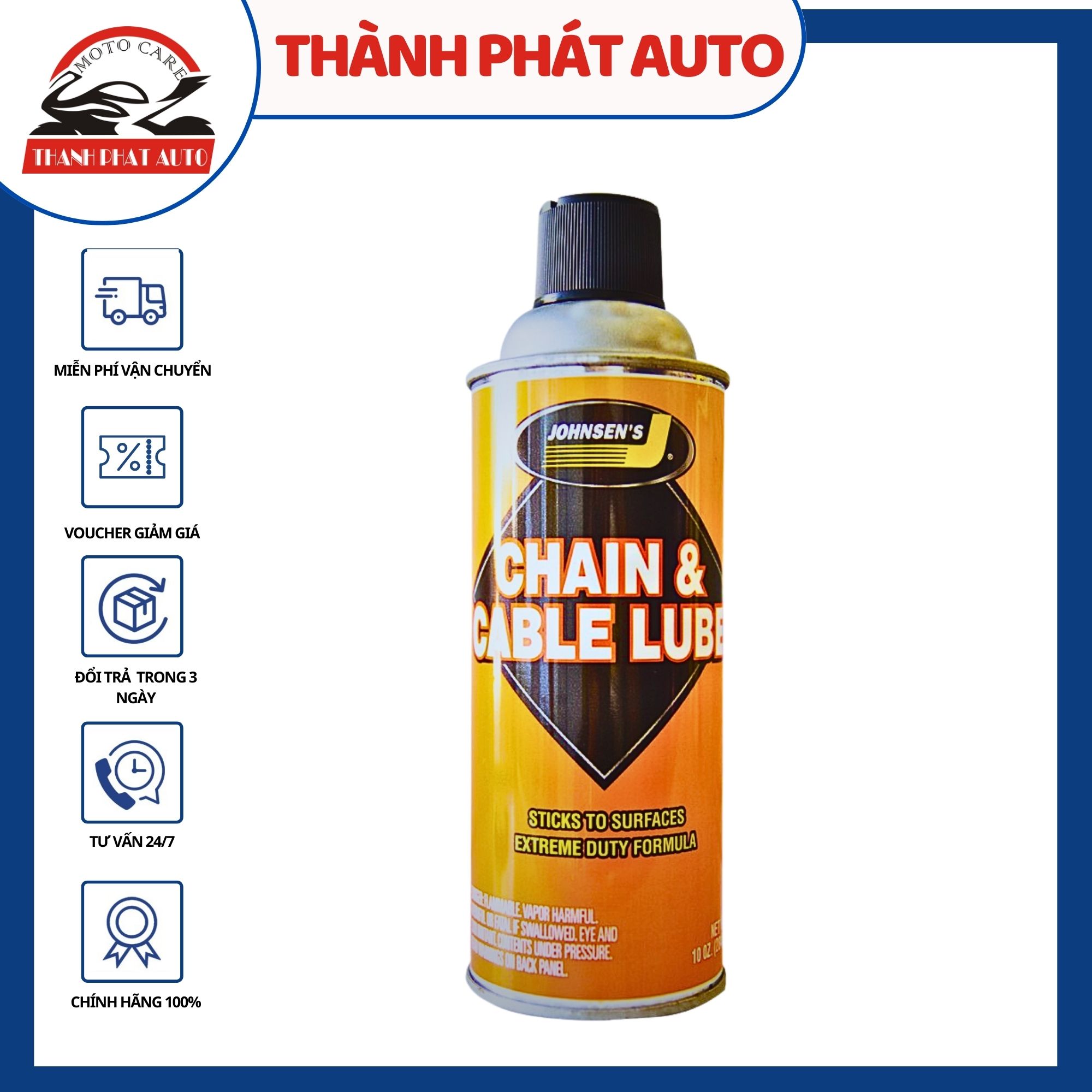 Chai xịt dưỡng sên chống sét Johnsens Chain & Cable Lube 400ml