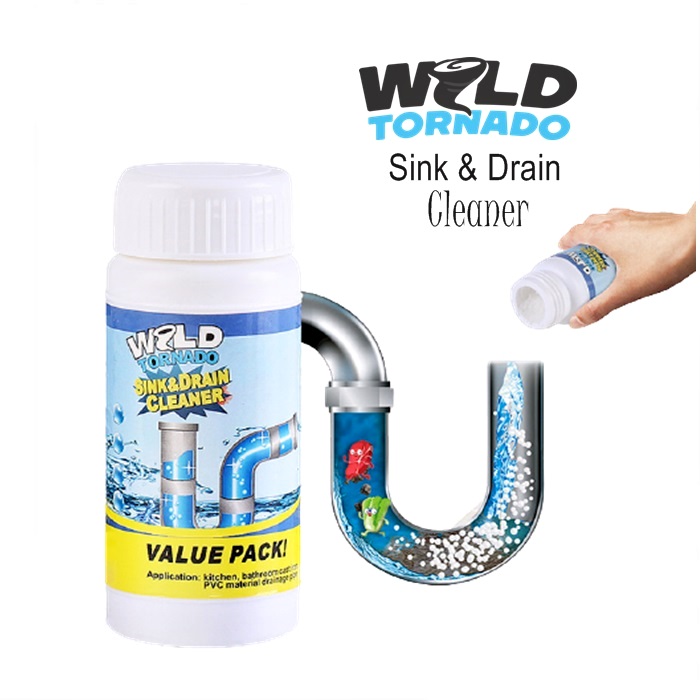 Ready Stock Wild Tornado Powerful Sink and Drain Cleaner for Kitchen Toilet Pipe Dredging 管道疏通剂强力厨房下水道厕所马桶万能堵塞溶解神器(110g / bottle)