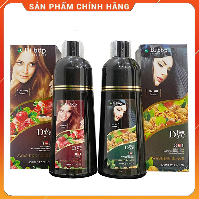 Dầu Gội Thảo Dược Phủ Bạc Bi Bop Nhật Bản 500ml Đen - Nâu , Tóc Chắc Khỏe , Mềm Mượt BIBOP