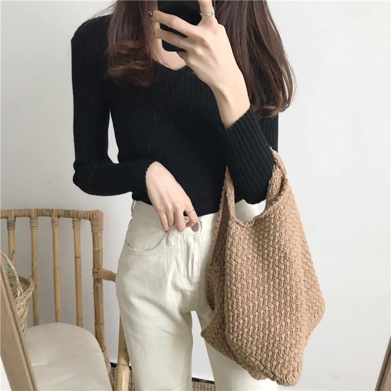 ÁO LEN CỔ V SIÊU XINH DỄ PHỐI ĐỒ, MINHQUANG2017