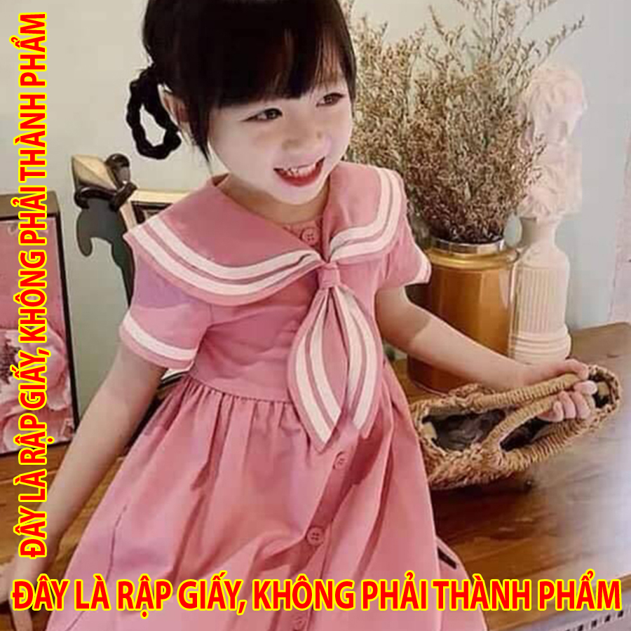 Rập giấy 30048 - đầm cổ thủy thủ thắt nơ