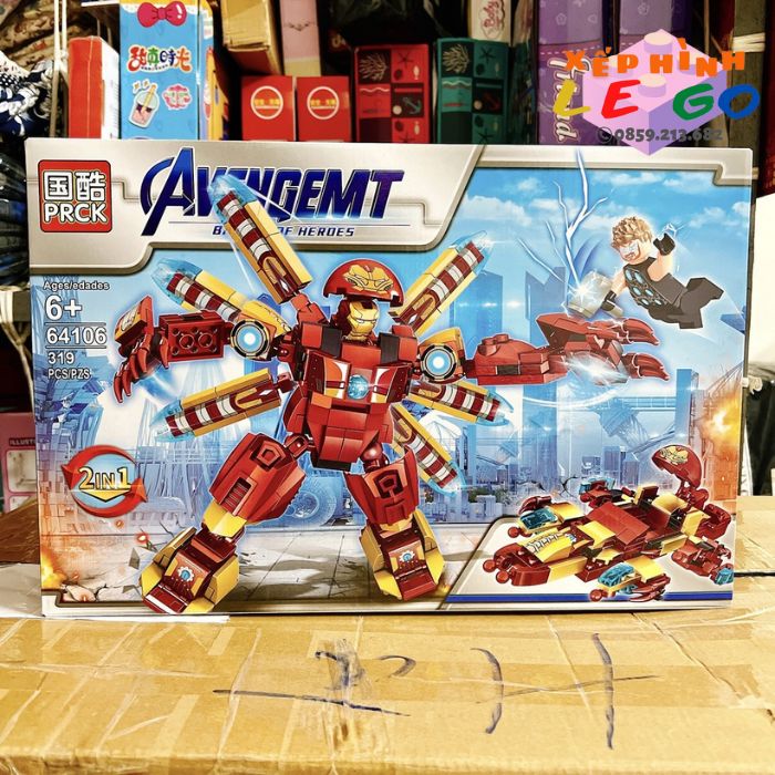 Đồ chơi xếp hình lego Hulkbuster Iron man lego người sắt tổng hợp xếp hình người sắt