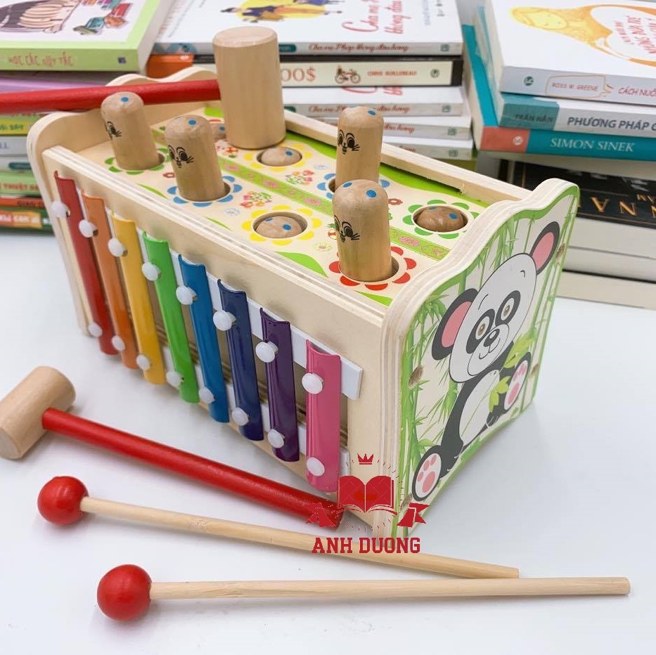 ĐẬP CHUỘT KÈM ĐÀN- ĐỒ CHƠI GỖ TRÍ TUỆ CHO BÉ