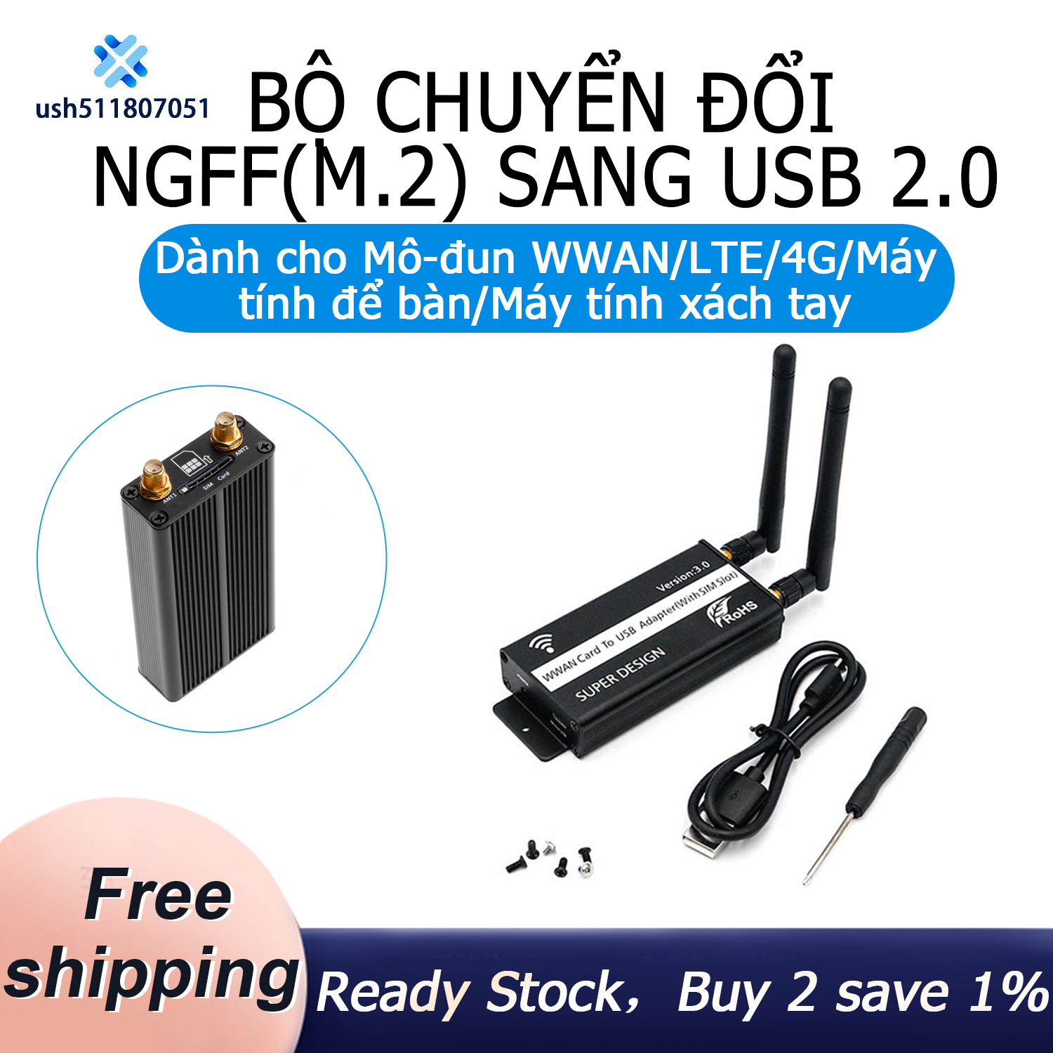 Wireless ngff m.2 key b to usb adapter with sim card slot for wwan/lte/4g module for desktop/laptop