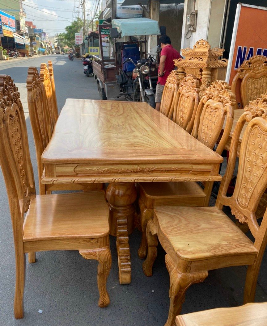 BỘ BÀN ĂN 6 GHẾ GỖ GÕ ĐỎ ( FREESHIP 80 KM )