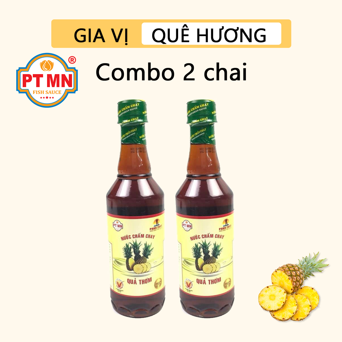 Nước mắm chay Phan Thiết Mũi Né từ trái thơm 500ml (chai nhựa) (Combo 2 chai)