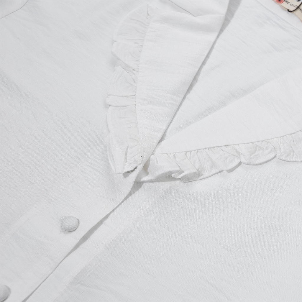 Áo Cổ Sơ Mi Tay Phồng Dài - Trắng [A026 - Senbe Clothing]