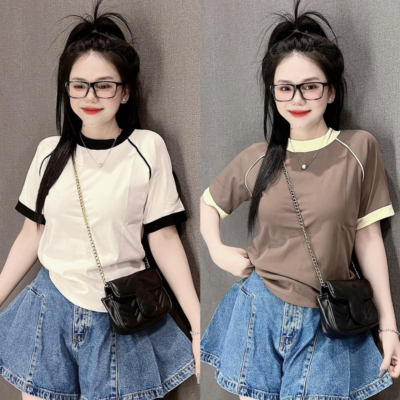 Áo thun nữ dáng ôm nhẹ babytee một sọc trước ( mã một sọc viền 787 )