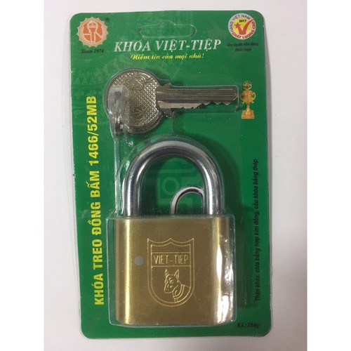 Ổ khoá Việt Tiệp 0152MB đồng thau 65 x 42 ống phi 7 ly (khoá bấm) - Hàng chính hãng