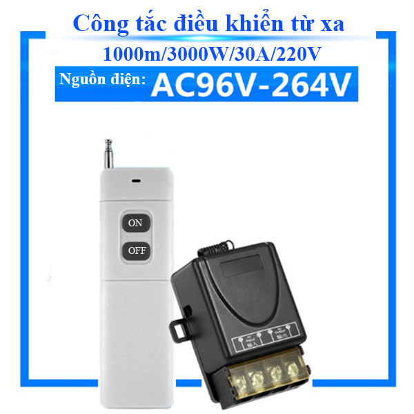 Bộ công tắc điều khiển từ xa rf 1000M/ 30A/220V- công tắc điều khiển từ xa công suất lớn cho máy bơm nước máy rửa xe