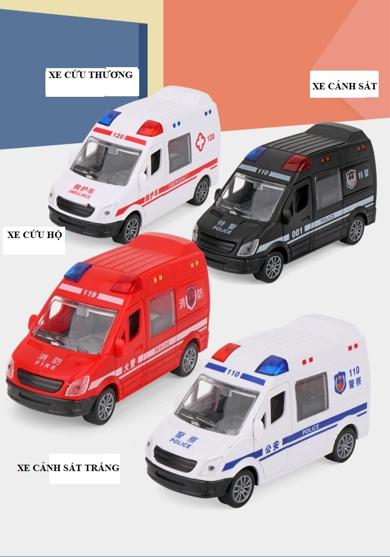Xe ô tô đồ chơi cảnh sát cứu thương mô hình cứu hoả thích hợp cho bé trai