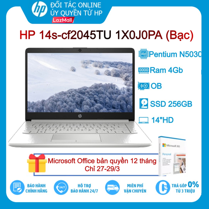 Bảng giá [VOUCHER 10% - TẶNG OFFICE 365 BẢN QUYỀN]Laptop HP 14s-cf2045TU 1X0J0PA Bạc N5030 4G 256GB 14HD OB Win10 Phong Vũ