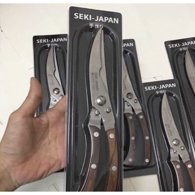 Kéo cắt gà, vịt cán gỗ seki japan-9282