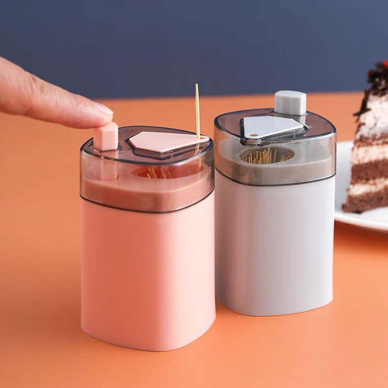 Hũ Ống Đựng Tăm Xỉa Răng LÚA MẠCH - Lọ Hình Vuông Decor - Ấn Tự Động