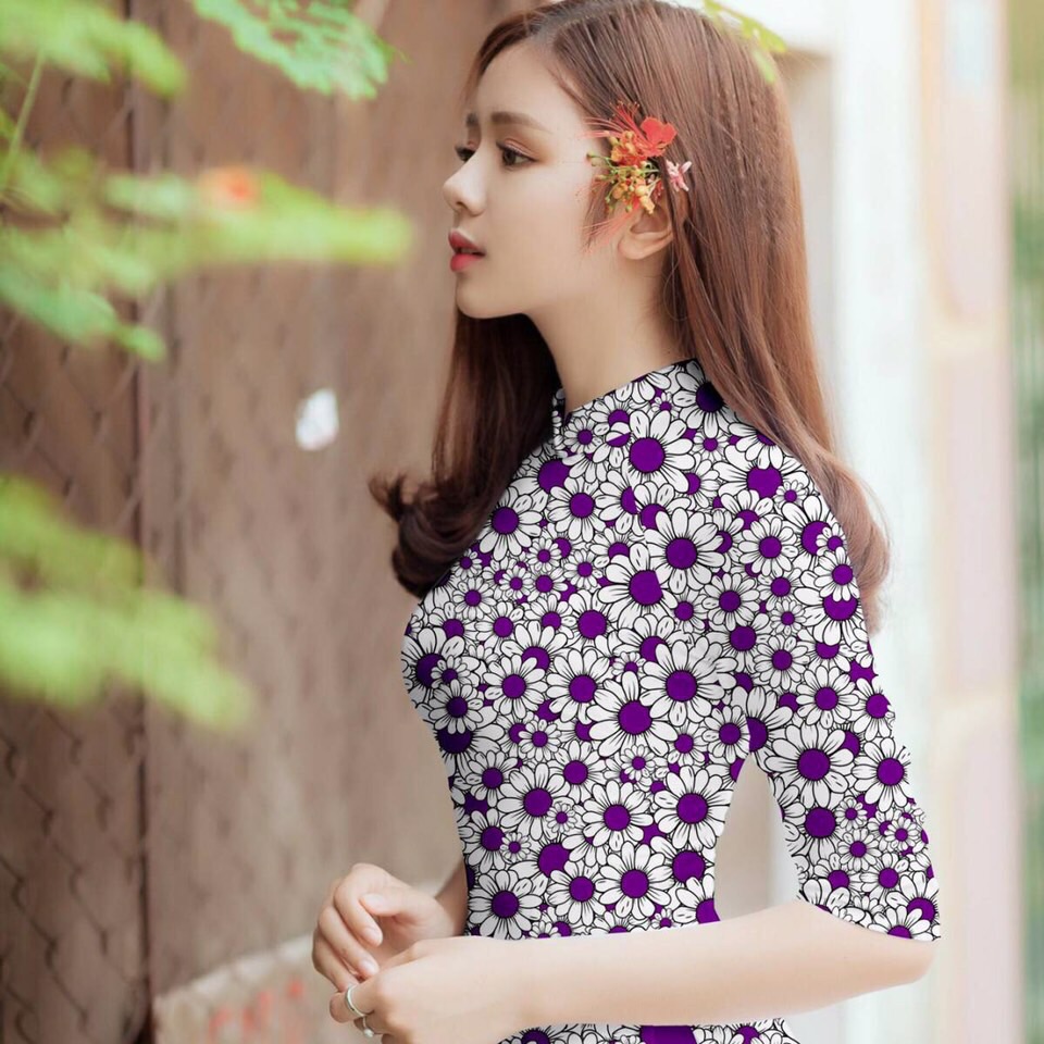 [HCM]Vải áo dài hoa cúc