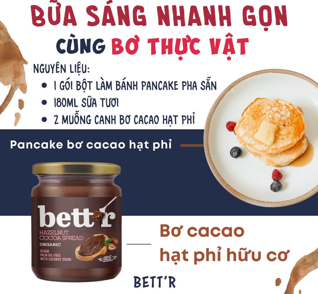 Bơ cacao hạt phỉ hữu cơ (Halzenut Cocoa Spread) - Bett'r - 250g