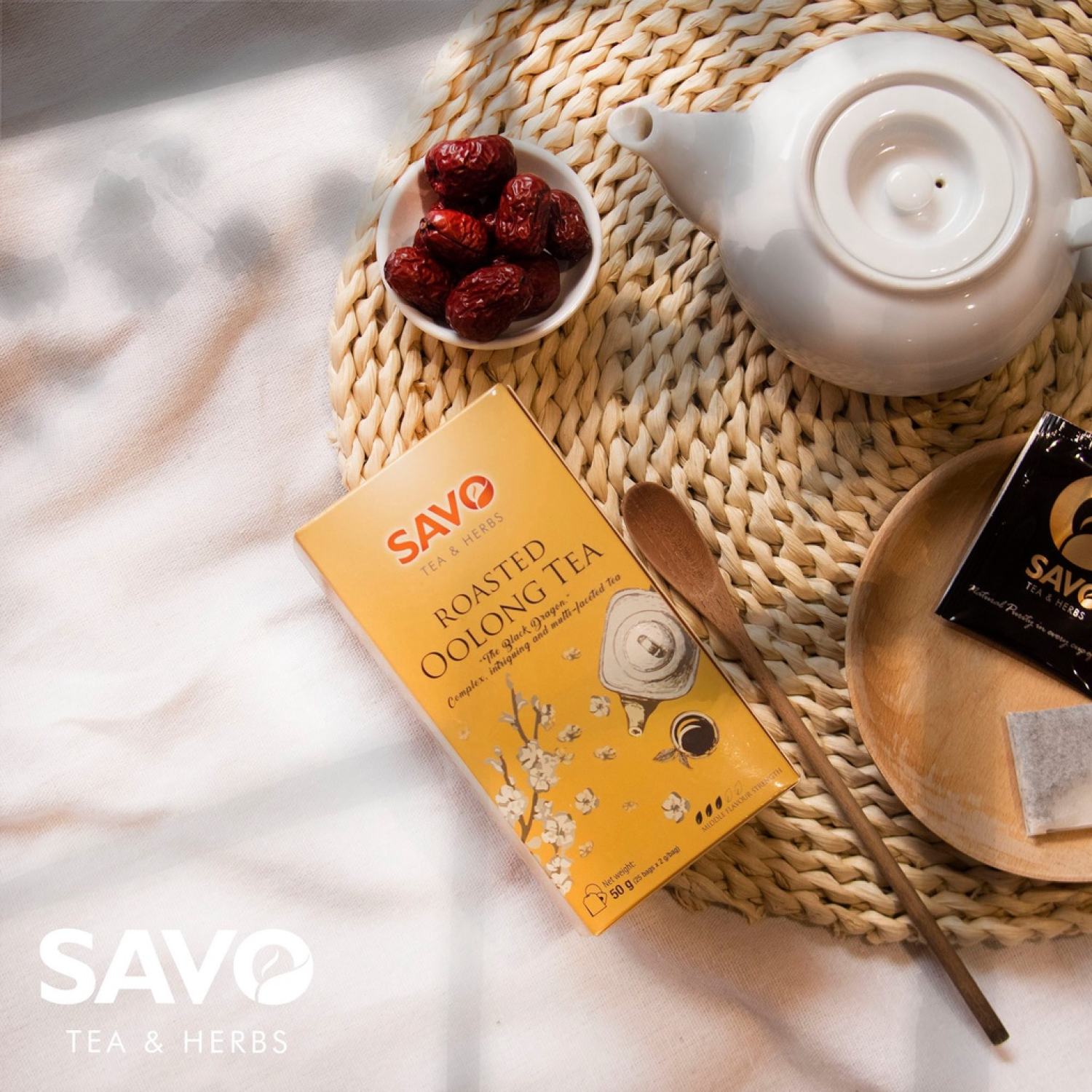 Trà oolong rang SAVO - Trà oolong túi lọc (25 gói x 2g)