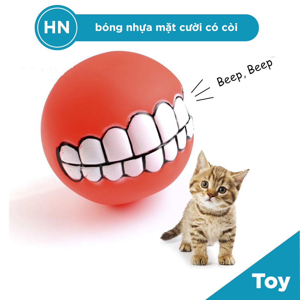 [HN] Bóng Nhựa Mặt Cười Có Kèn Cho Thú Cưng Chó Mèo - Phụ Kiện Cho Thú Cưng