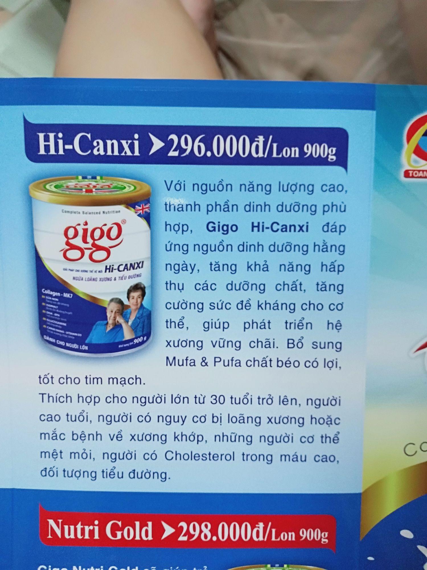 sữa gigo hi canxi 900g