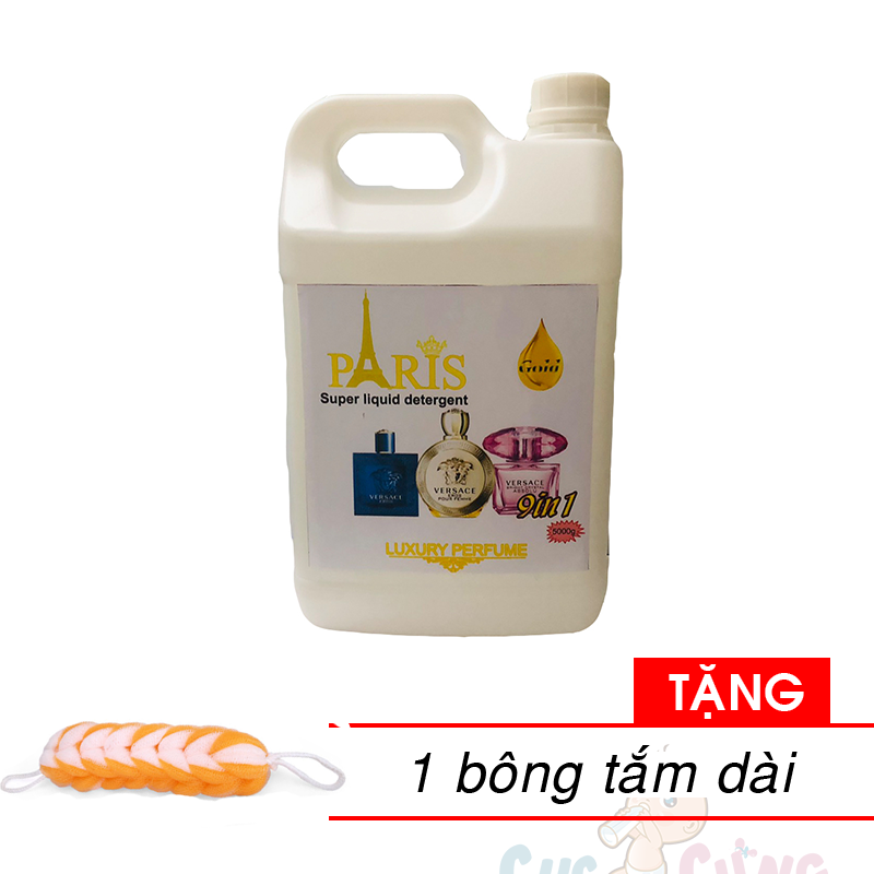 Nước xả vải Paris Thái Lan 5 lít Tặng 1 bông tắm màu ngẫu nhiên