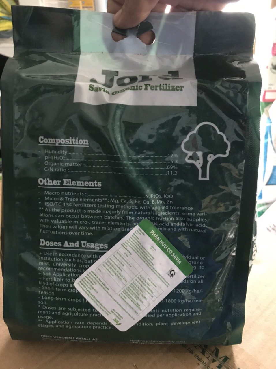 Phân hữu cơ JORD NA UY gói 2kg