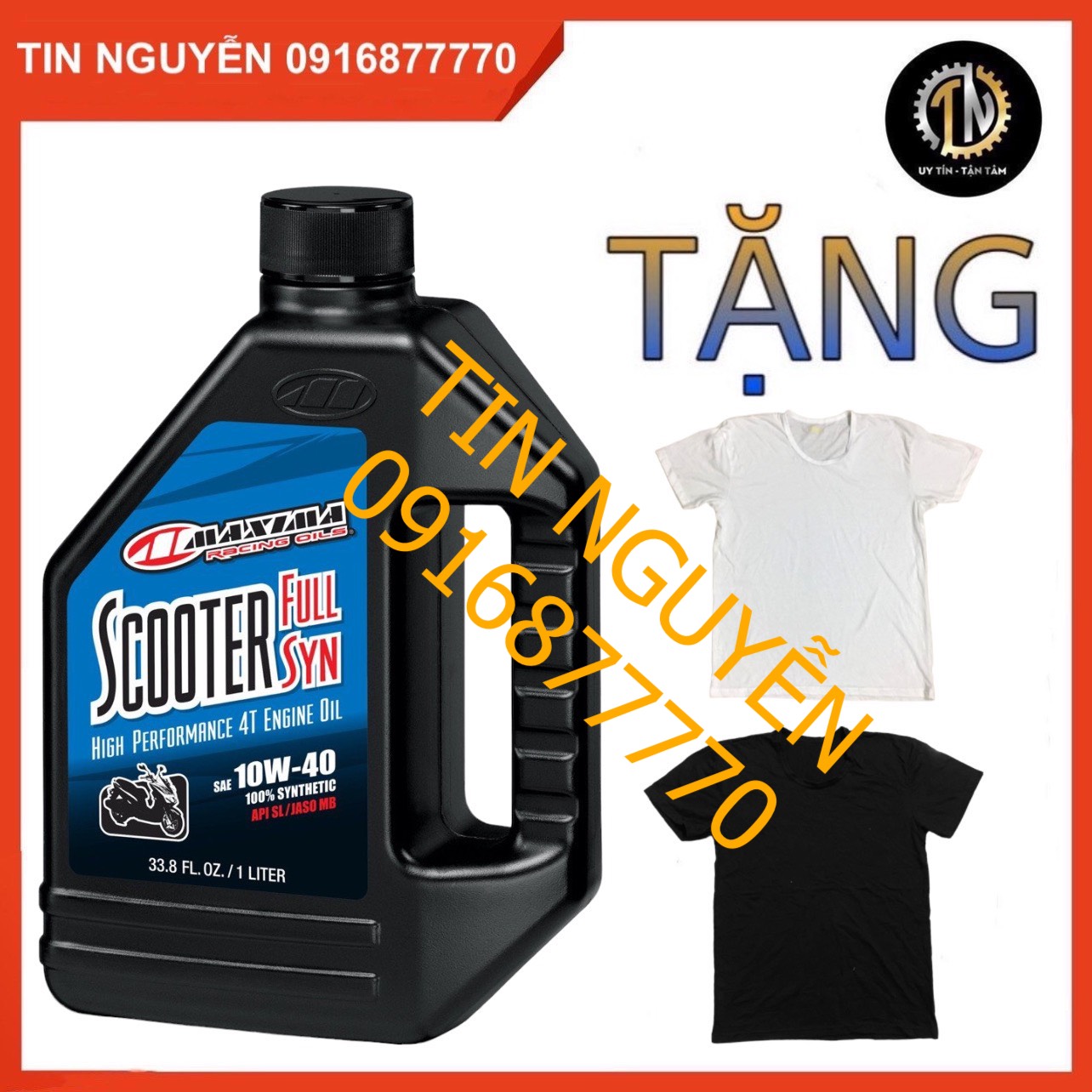 Nhớt xe tay ga maxima full syn 10w40 1 lit - tặng 1 áo thun