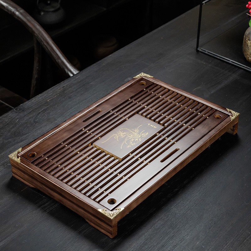 Khay trà gỗ trạm đồng [Giá Tốt]