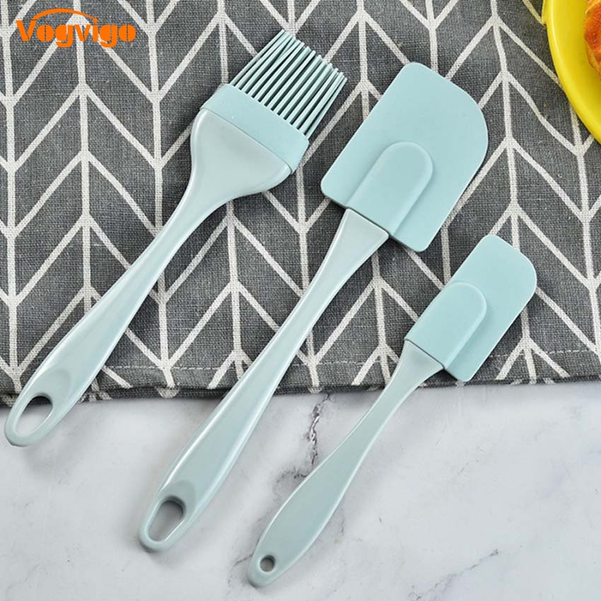 Homatter 3PCS/Set Cream Scraper DIY Bread Cake Butter Spatula Mixer Oil Brush Kitchen Baking Tool Silicone Spatula Non-stick