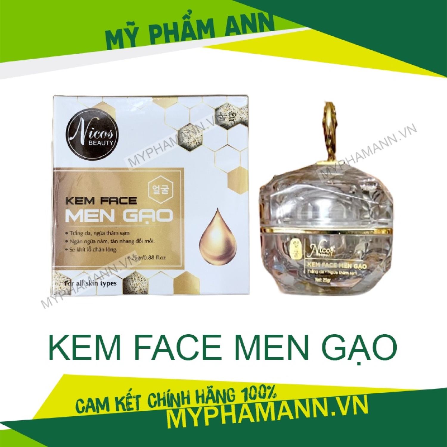 Kem face nicos cấy trắng men gạo chính hãng nicos beauty - 8936177940240