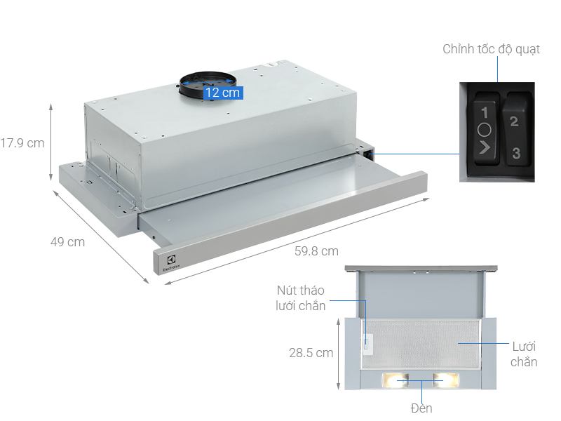 Máy hút mùi âm tủ Electrolux LFP216S (Miễn phí giao tại HCM-ngoài tỉnh liên hệ shop)