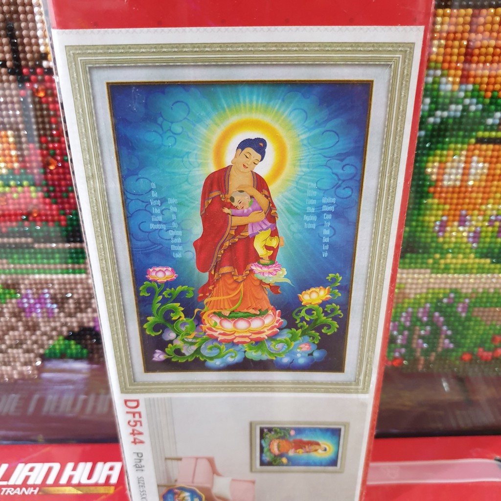 Tranh Đính Đá PHẬT (ĐÁ ABC CAO CẤP). Kích Thước: 75cm x 55cm